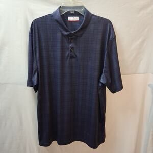 Grand Slam Performance Men's Golf Polo Shirt Plaid Pattern Blue-XL